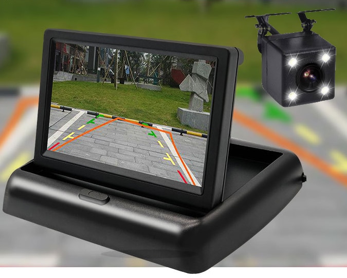 4.3 "HD Opvouwbaar Car Rear View Monitor Omkeren Kleur LCD Tft-scherm voor Vrachtwagen Voertuig Backup Achteruitrijcamera