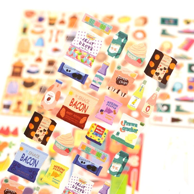 Scrapbooking Journal Stickers for Diary Photo Album Decoration Coffee Bread Fruit Sticker Aesthetic DIY Hobby Craft Supplies
