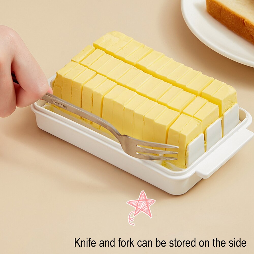 Multifunctional Plastic Butter Organizer Box With Slicer Easy Cutting Butter Box 2 In 1 Kitchen Clear Butter Crisper Container