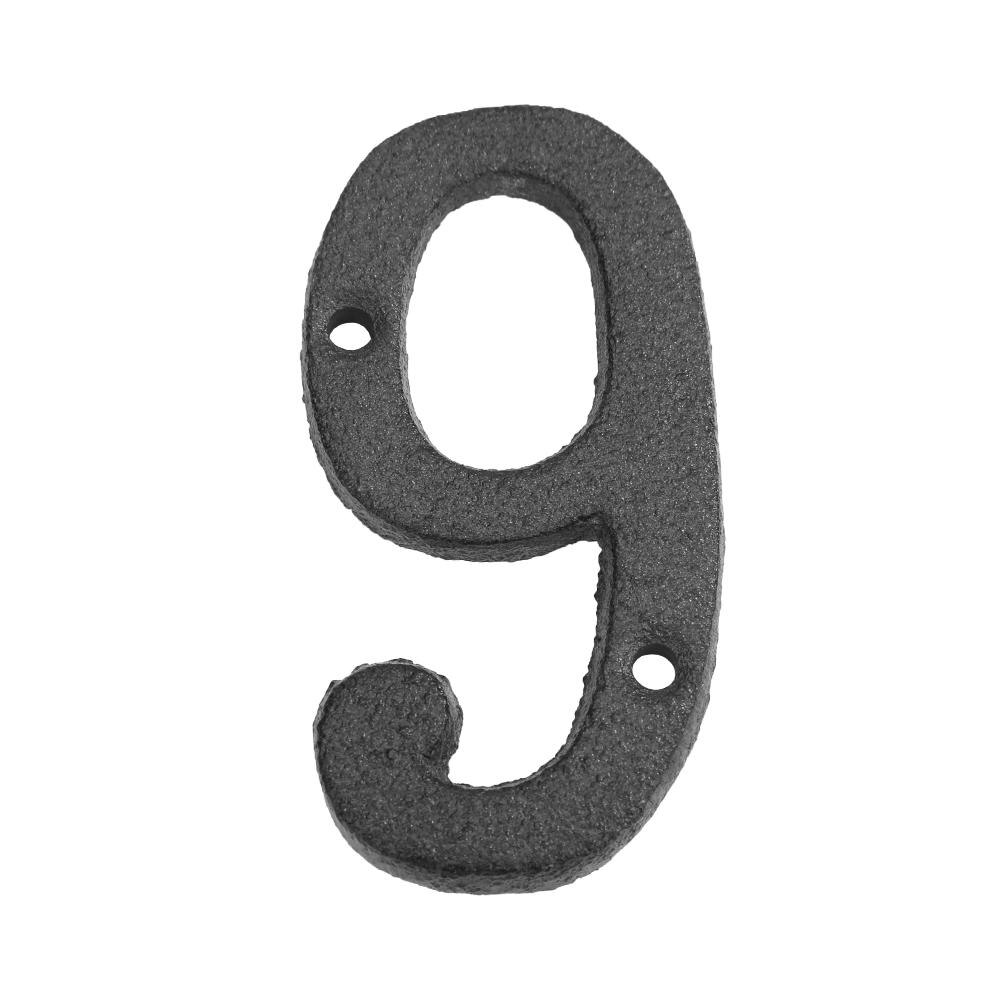 Metal Digital Door Numbers Cast Iron House Sign Doorplate Hotel Apartment Home Street Garden Outdoor Mailbox Numbers with Screws: 9