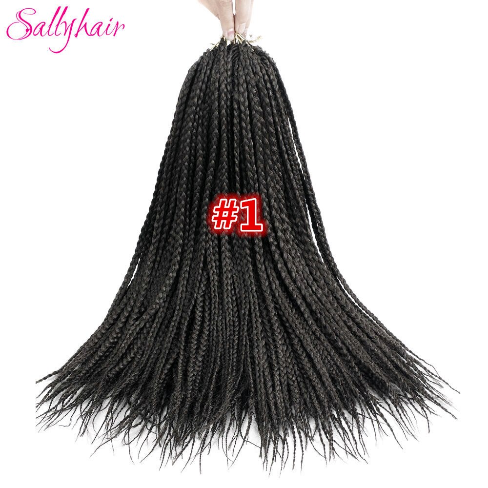 Sallyhair 18 Inch Haak Doos Vlechten Hair Extensions Bruin Synthetische Vlechten Haar Lage Temperatuur Fiber: #1B / 3 Stks/partij