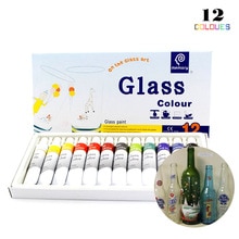 12 farben 12ML Rohr Acryl Farbe einstellen farbe Nagel glas Kunst Malerei malen für glas Zeichnung Werkzeuge Für freundlicher DIY Wasser-beständig