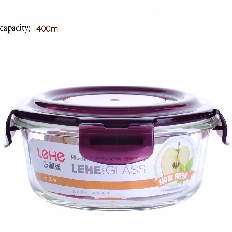 Microwave Oven Heating Lunch Box For Office Worker Leakproof Glass Lunch Box Set Round With Lid Seal Health Food Container: B