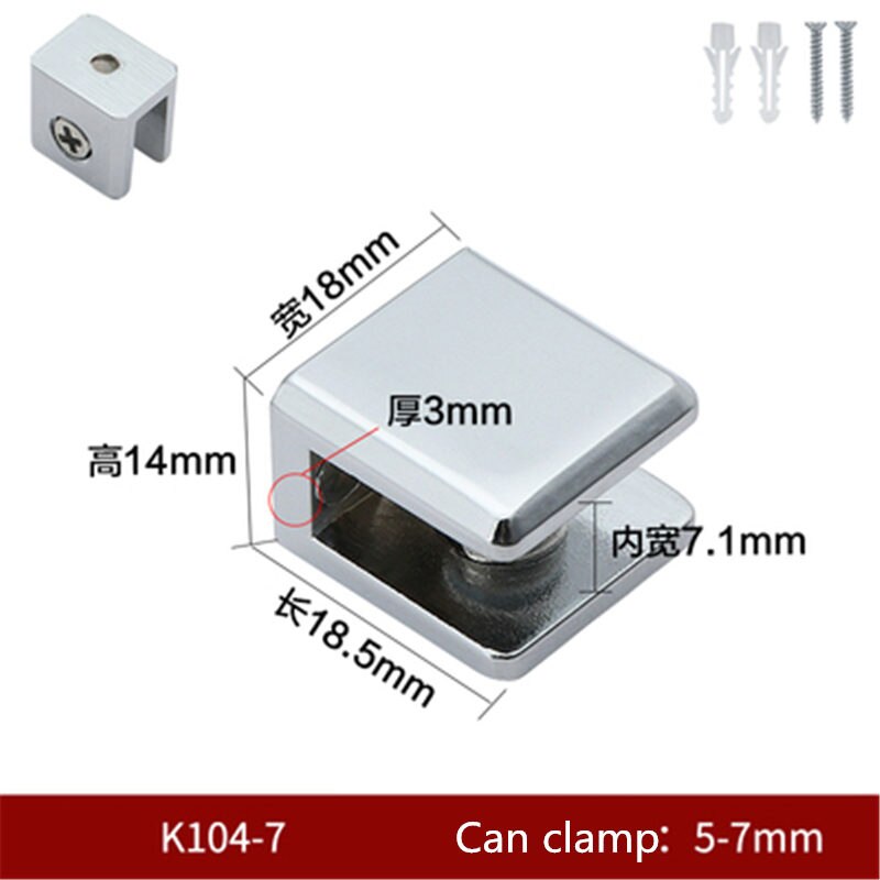 Lote de 2 unidades de pinza soporte de aleación de Zinc de forma cuadrada para estante de vidrio brillante, abrazadera de 6mm/10mm/12mm