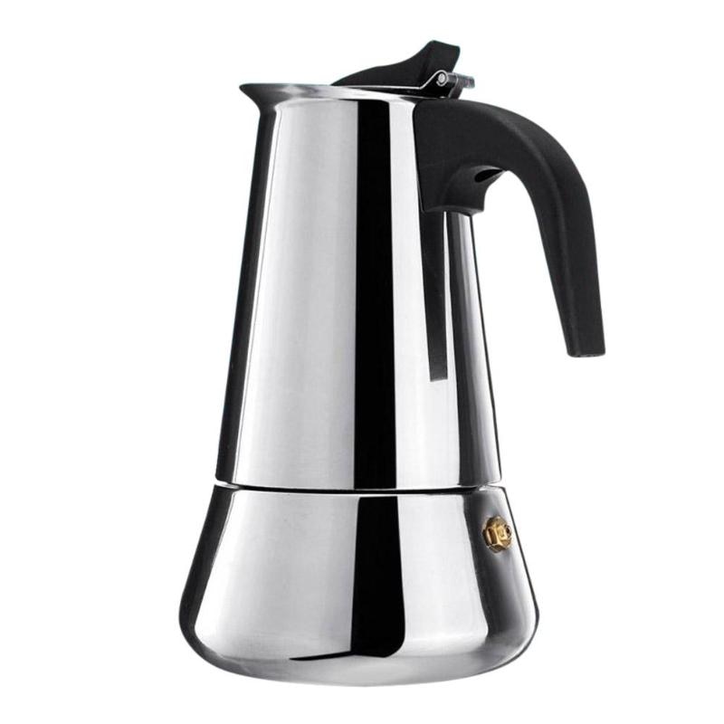Mocha Coffee Pot Moka Stainless Steel Kettle Italian Espresso Coffee Maker Bottle 100/200/300/450ML Barista Pot: Big Bell 200ML