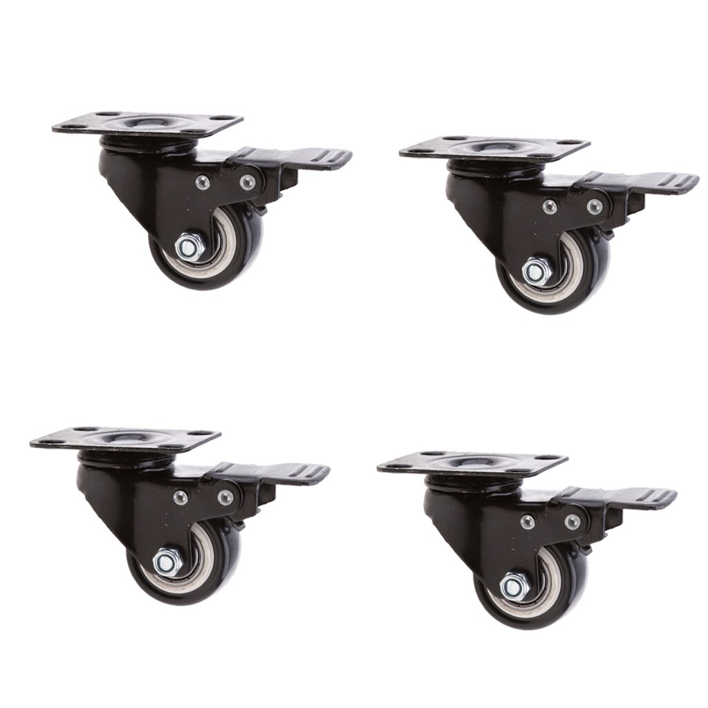 4pieces 1.5 '' Swivel Caster Wheels Wheelbarrow Furniture Caster With Brake Black