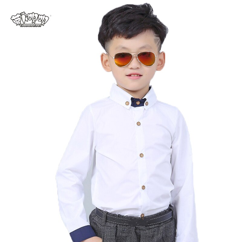 Chemise blanche à manches longues pour garçon, vêtement de mariage, décontracté, pour adolescent, école, fête, N8, printemps