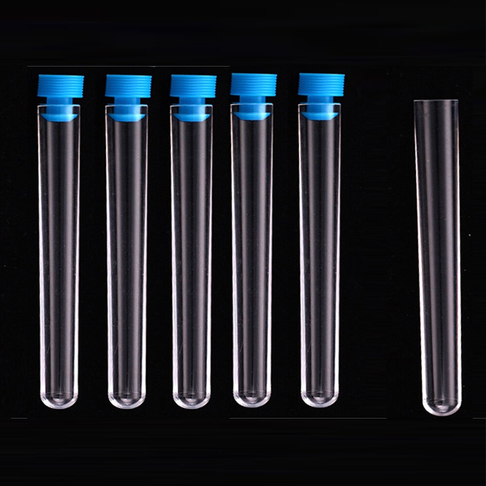 10 PCS 15mm*100mm Hard Plastic Transparent Test Tube With Cap 10ml Radioimmunoassay Tube Laboratory Supplies Analysis Bottles
