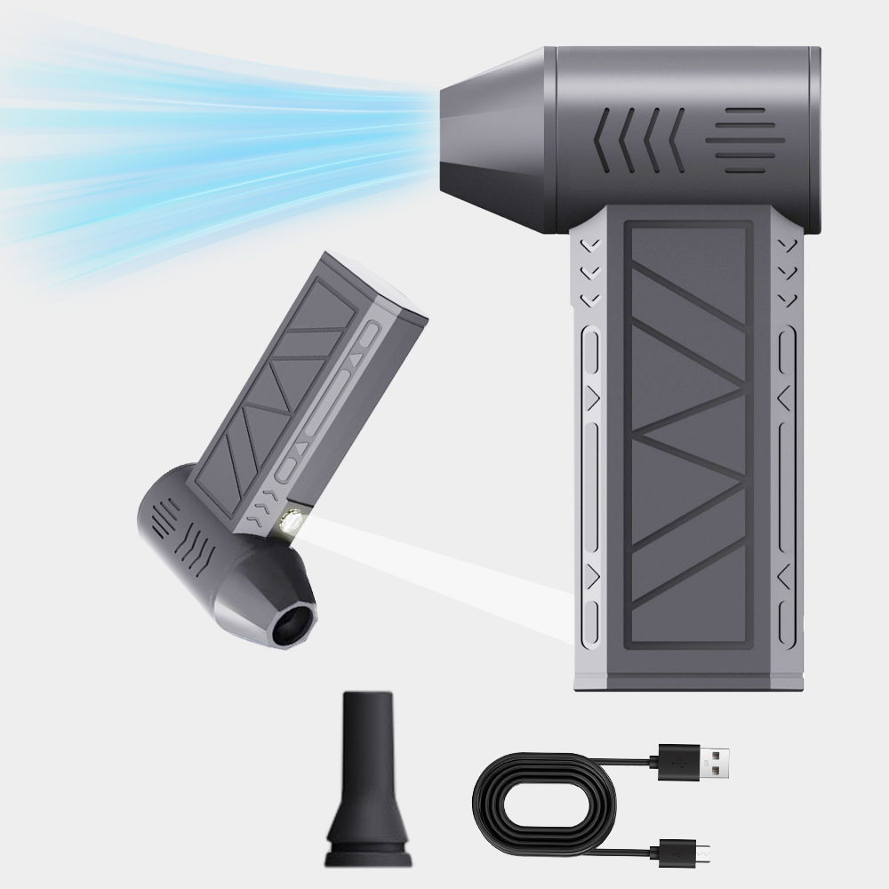 130000 RPM Mini Turbo Jet Fan plumero de aire eléctrico velocidad del viento ajustable Turbo ventilador violento recargable con luz limpieza del coche: Grey