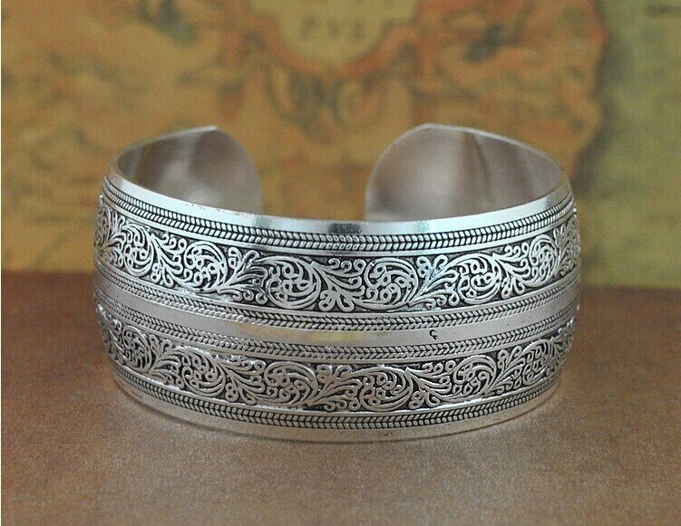 Jshine Bohemian Sieraden Vintage Vrouw Armband En Armbanden Antiek Zilver Kleur Vrouwen Armbanden Bangles Etnische Brede Manchet Bangle: A