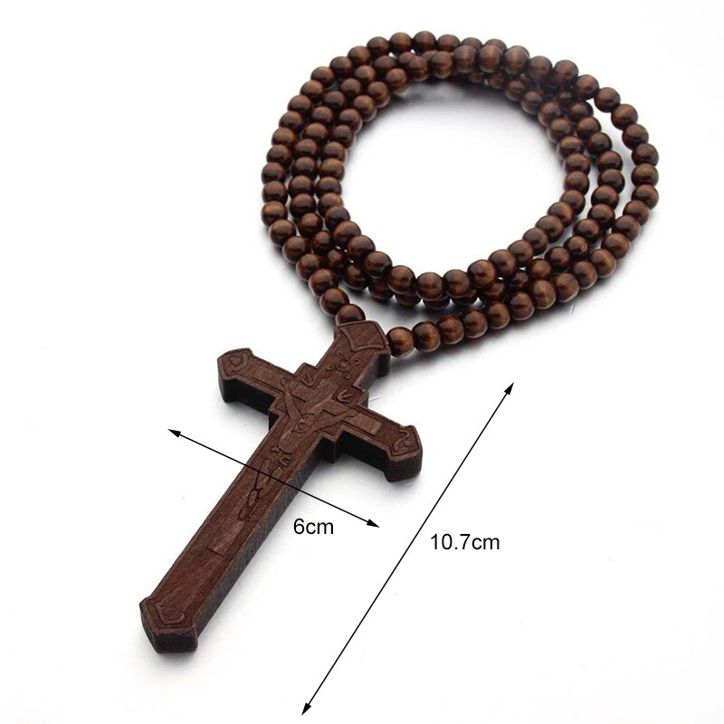 Rosarios Catolicos Jesus Cross Ketting Houten Cruz Madera Religieuze Sieraden Chapelet Catholique Cross Crucifijo Erkek Kolye