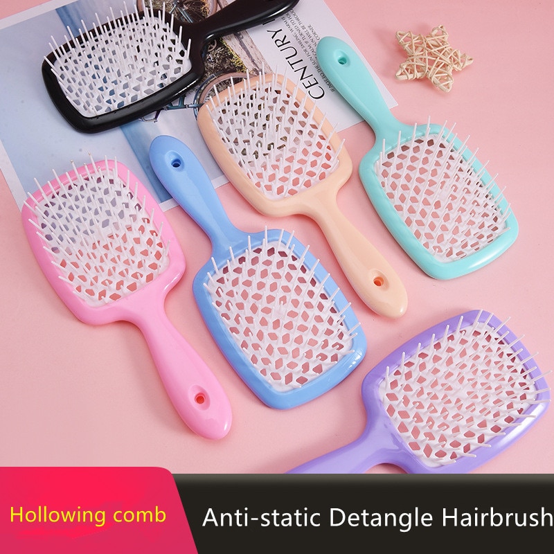 Detangle hårborste kvinnor våt kam hår borste hår borste massage kam borste för hår frisör frisör verktyg: Beige 1 st