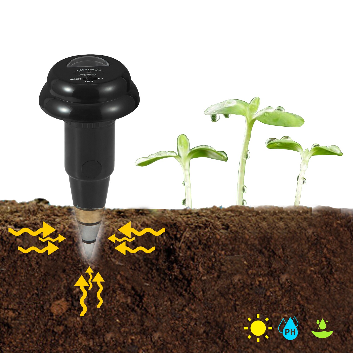 3-in-1 Soil Test PH Moisture Meter Light Tester Garden Plant Soil Monitor Tool Multi-Functional Bonsai Moisture PH Analyzer