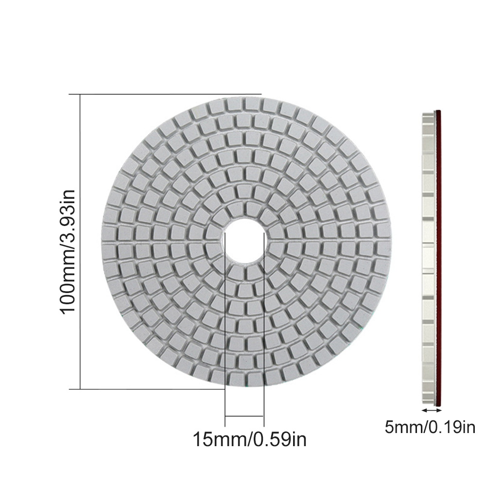 8pcs 4 inch 100mm Diamond Polishing Pads Kit Wet/Dry for Granite Stone Concrete Marble Polishing Use Grinding Discs Set