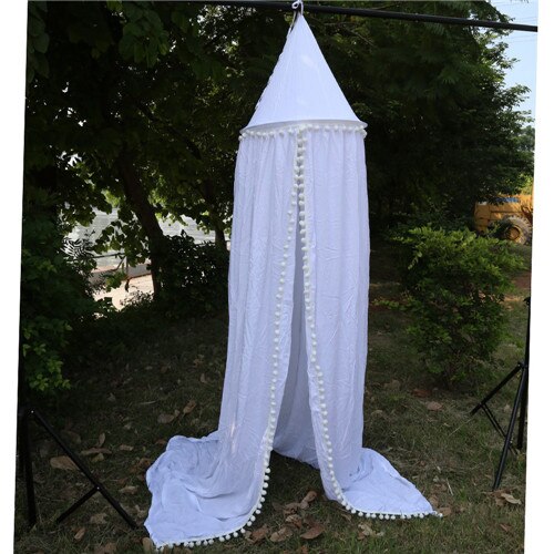 Kids Baby Bedding Round Dome Bed Cotton Canopy Netting Bedcover Mosquito Net Curtain Play Tent For Children Plush Ball Lace net: white