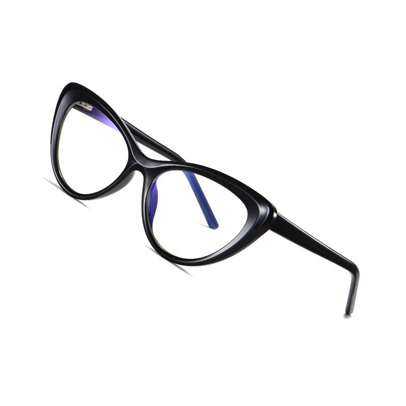 AOFLY BRAND Cat Eye Blue Light Blocking Glasses Women's Computer Gaming Optics Eyeglasses Frames Female UV400: C6Black