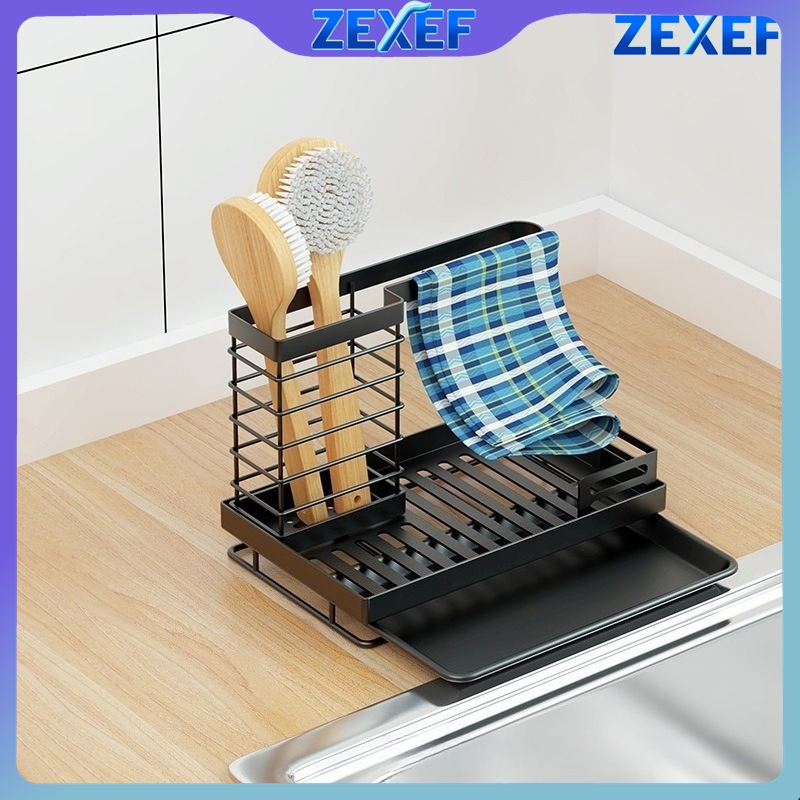 ZEXEF – organisateur d'évier de cuisine, caddie d'évier, porte-éponge, égouttoir à savon, égouttoir, cintre pour torchons, rangement des brosses, support de séchage