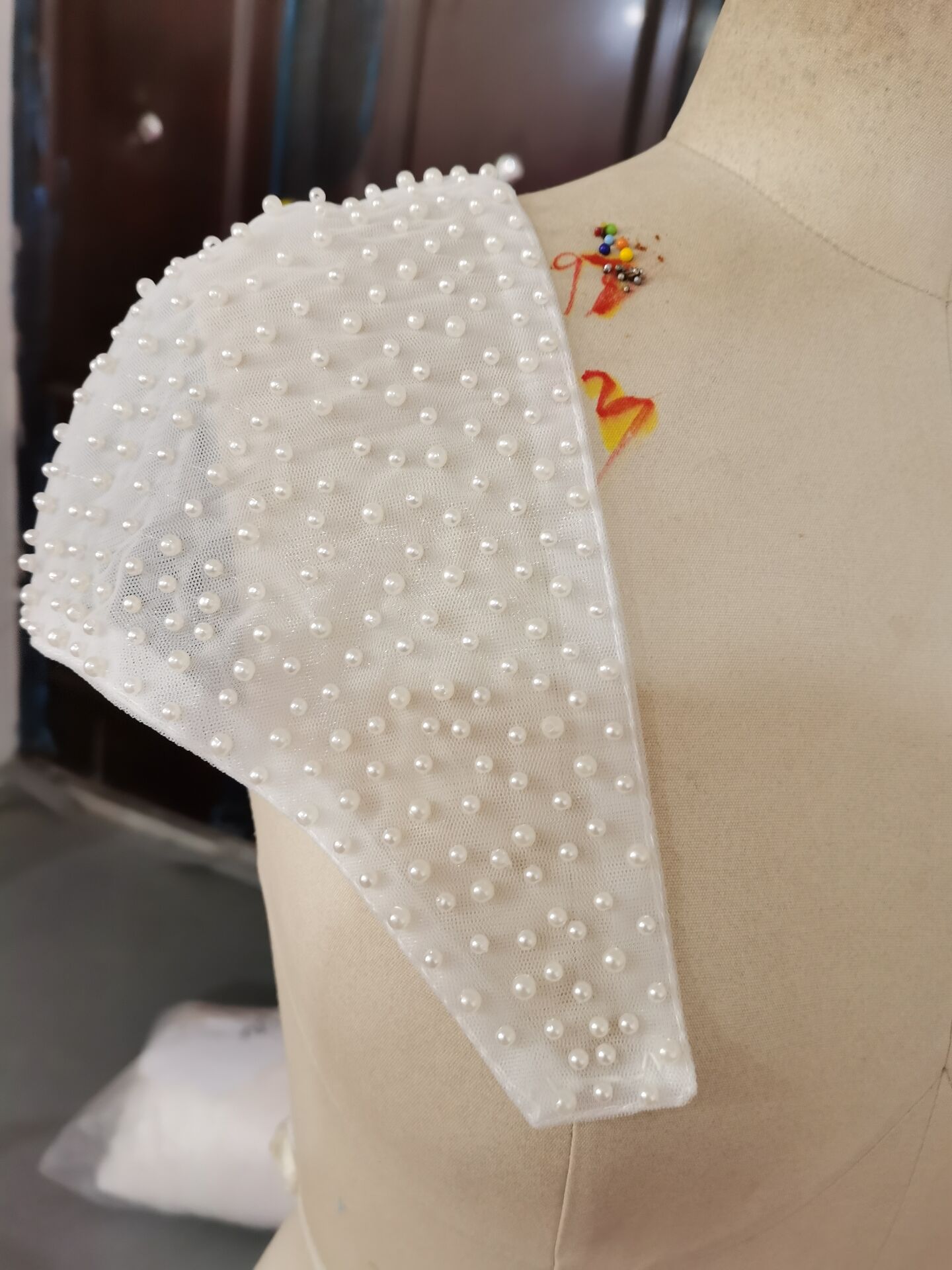 Pearls Removable shoulder straps Wedding Party Dress shawl, wedding gauze, Seperate Bride Dress Straps With Buckle