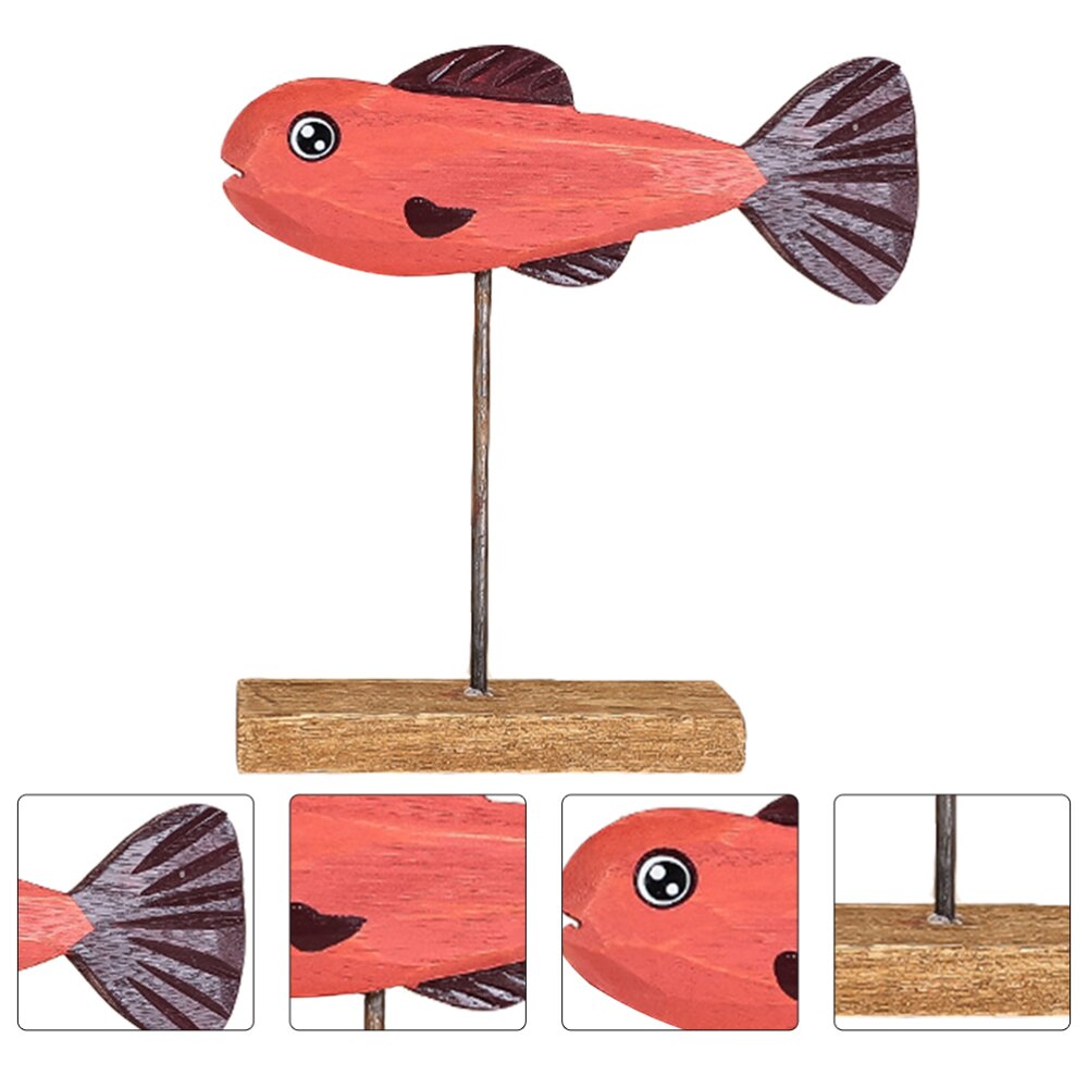 Christmas Fish Shape Table Wooden Craft Decor Lovely Animals Desktop Ornament: Watermelon Red