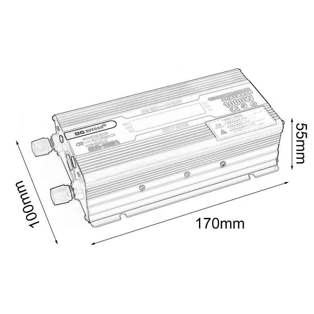 XUYUAN Car Inverter DC12V 50Hz Red Power Converter Inverter With Display Screen With USB Port Cooling Fan System