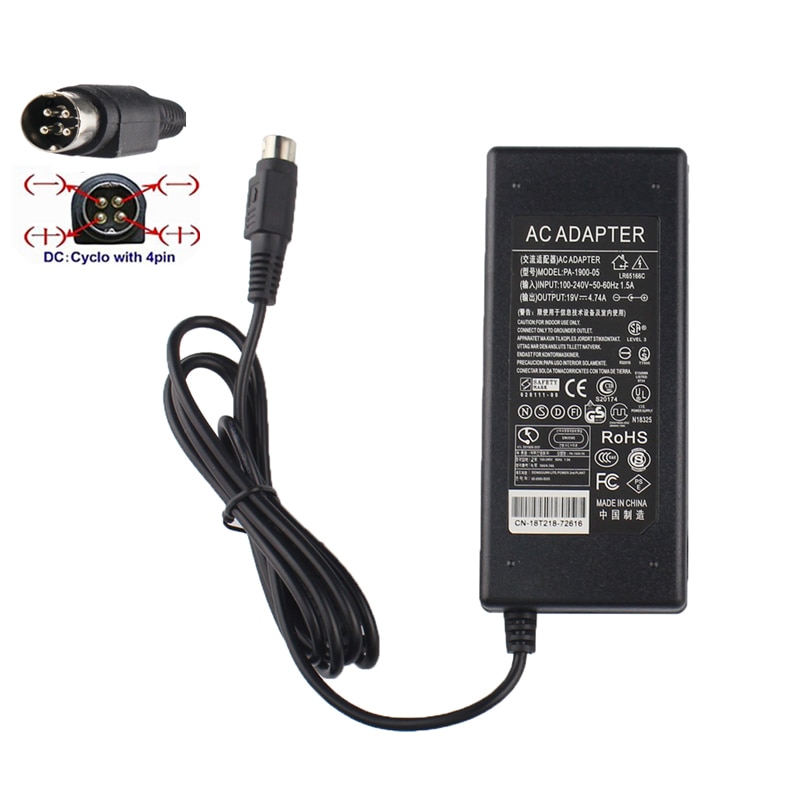 4-pines 19V 4.74A 90W AC/adaptador DC para FSP grupo FSP090-DMBB1 9NA0900510 FSP090DMBB1 Getac V200X V200 Toughbook portátil