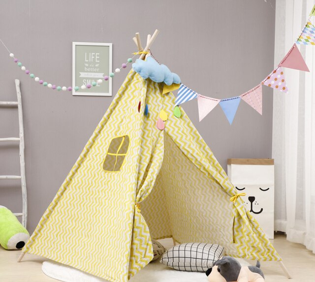 1.35m Large Unbleached Canvas House Tipi Tent Portable Kids Tent Indian Play Tents Children's Tents Little House Room Decoration: 6