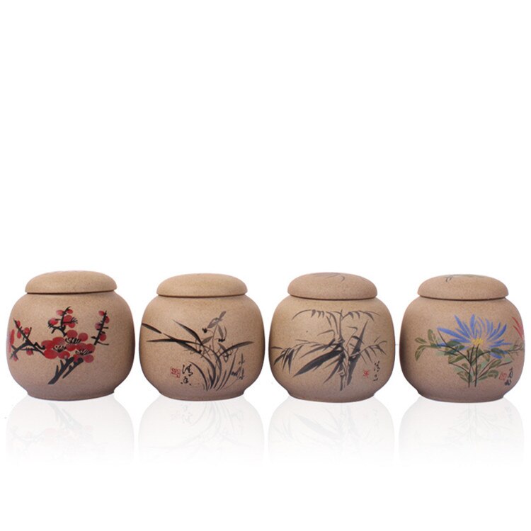 Boîte à thé Kongfu | Coffres traditionnels chinois de stockage de thé en porcelaine peinte à la main, nourriture Puer, poterie, thé vert: Pottery Full Set