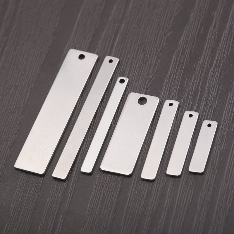 20 stuks roestvrijstalen rechthoekige metalen stempelplaten, labels, platte staafbedels, hangers, doe-het-zelf sieraden, 4 x 40mm 4 x 25mm 9 x 40mm