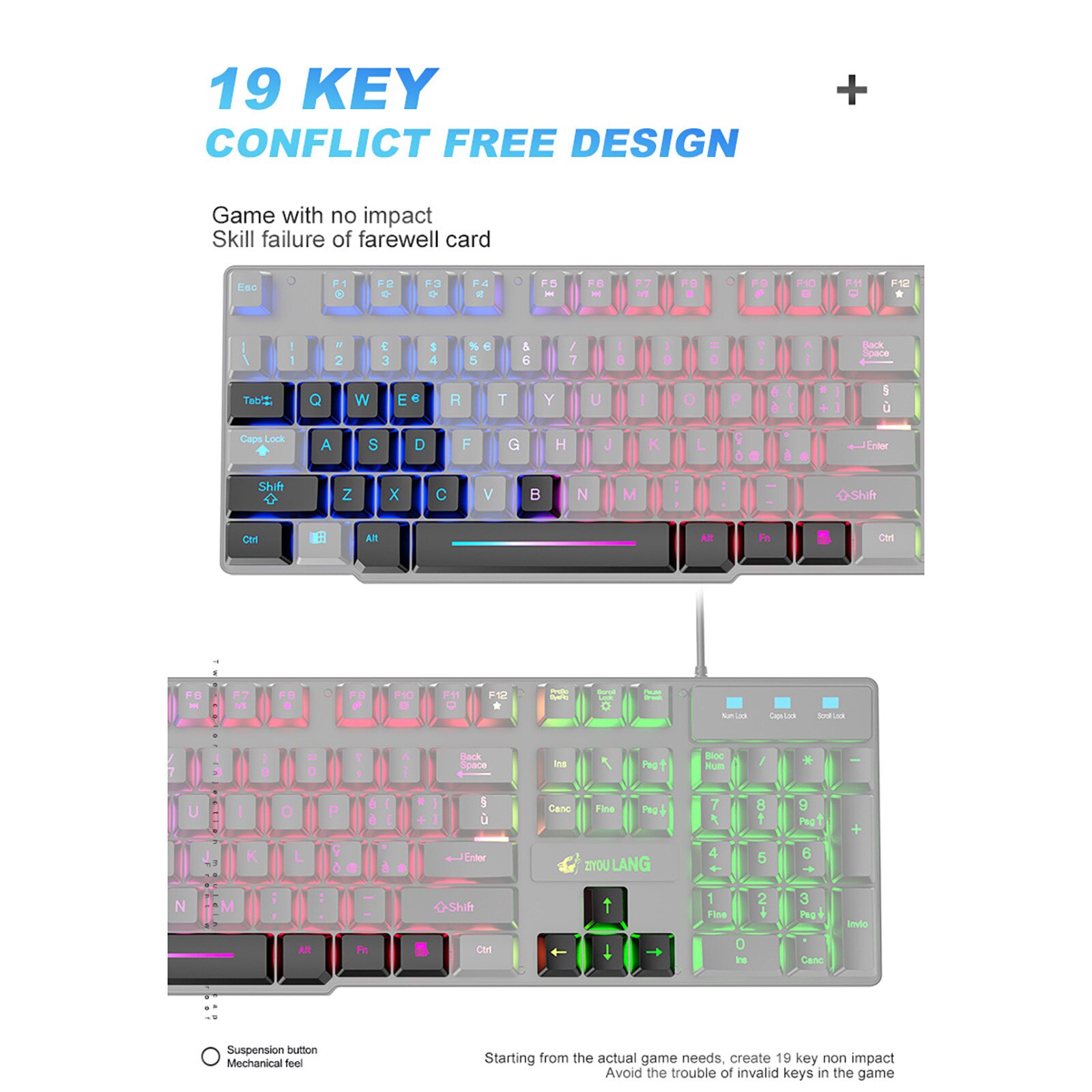 Keyboard Mouse T13 Rainbow Backlight Usb Ergonomic Gaming Keyboard Mouse Set For Pc Laptop Juego de teclado y mouse alemán