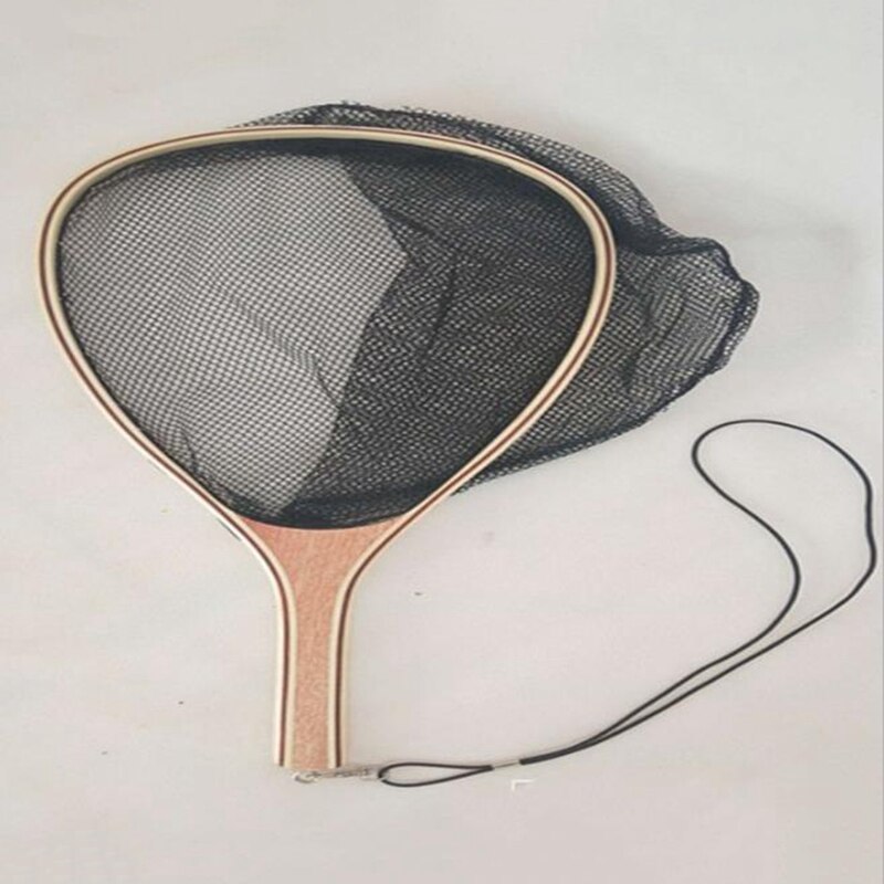 Fishing Net Fly Fly Net Wooden Handle Fly Fishing Hand-Dip Net Durable Nylon Material Net Can Safely Catch Fish