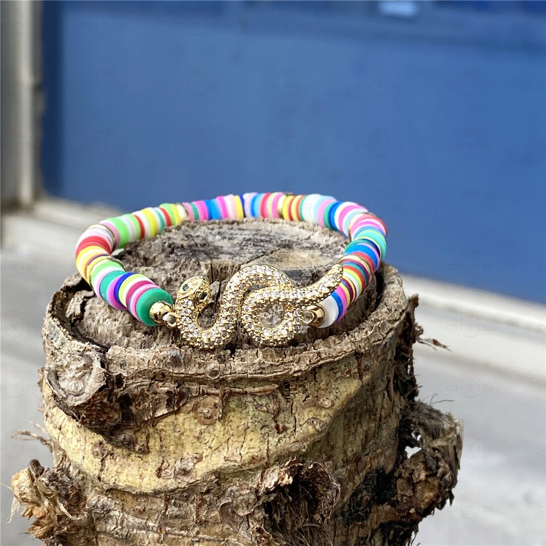Estrela/forma de cobra arco-íris aaa zircão cúbico charme pulseira para as mulheres 2020 nova moda 6mm artesanal argila polímero surf jóias presente: Snake / 18 cm
