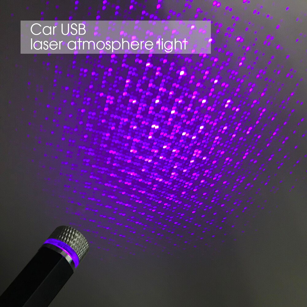 Kebidu-Mini proyector de estrellas LED USB, lámpara ambiental Universal para techo de coche, luz Interior, decoración automática, lámpara de galaxia nocturna: Purple light