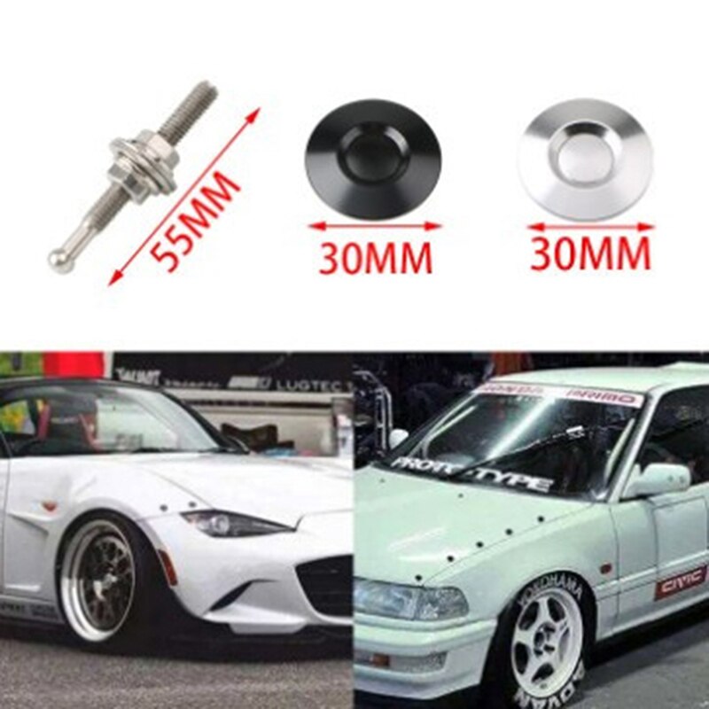 1x universal 32mm tryckknappar huvstift lås clip kit motorhuvar lås bil snabbspärr