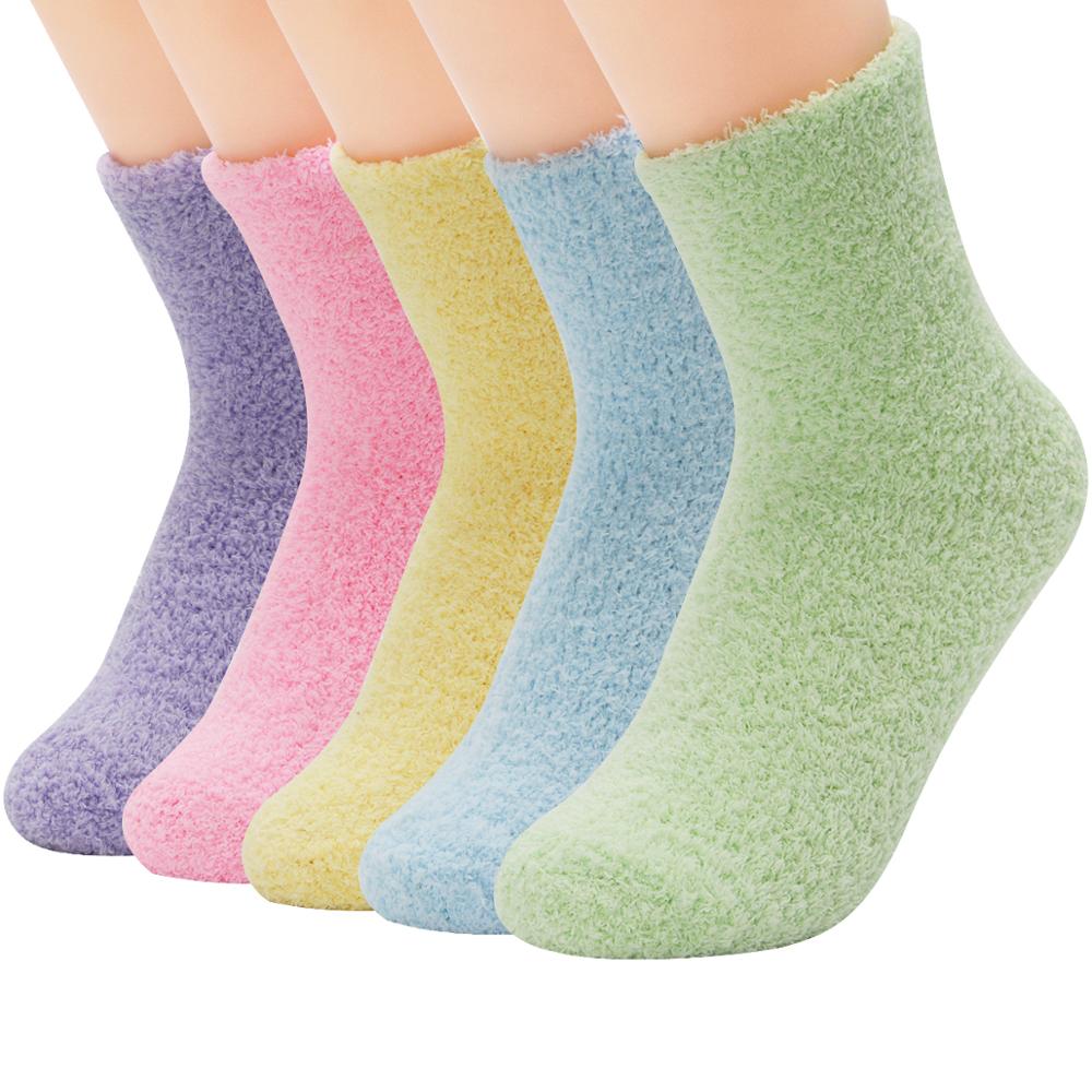 5 paar Süssigkeit Warme Dame Herz Nette Winter Kawaii Dicken lässig Frauen Socken verschwommen flauschige warm Socken Kurze Nette Baumwolle socken Weibliche: 5 Paare Regenbogen