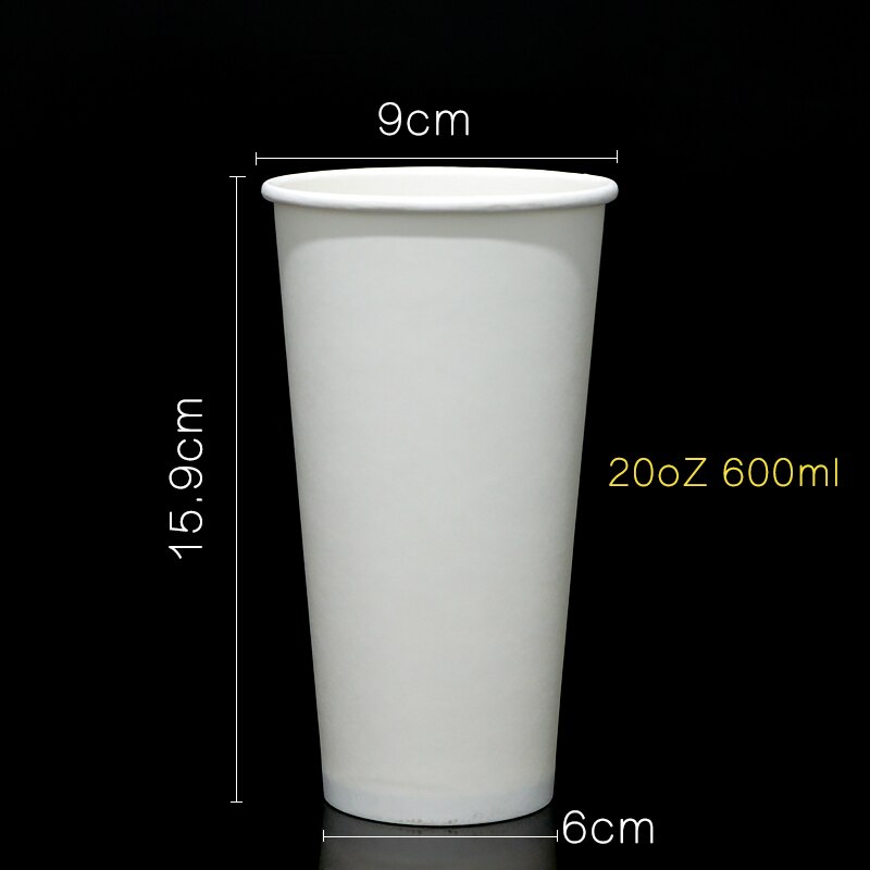 50pcs 20oz 600ml disposable paper cup coffee milk tea drink takeaway cup birthday wedding party favors cups: only cup