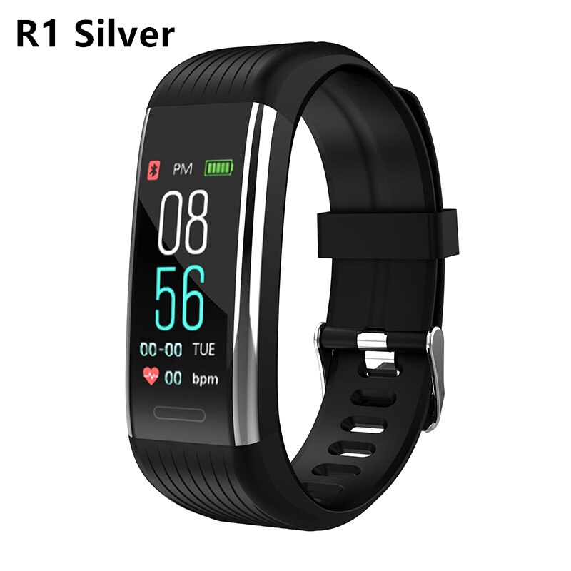 Sport Fitness Braccialetto Activity Tracker Misuratore di Pressione Sanguigna Intelligente Del Braccialetto Monitor di Frequenza Cardiaca Impermeabile Intelligente Orologio Per Android IOS: R1 Silver