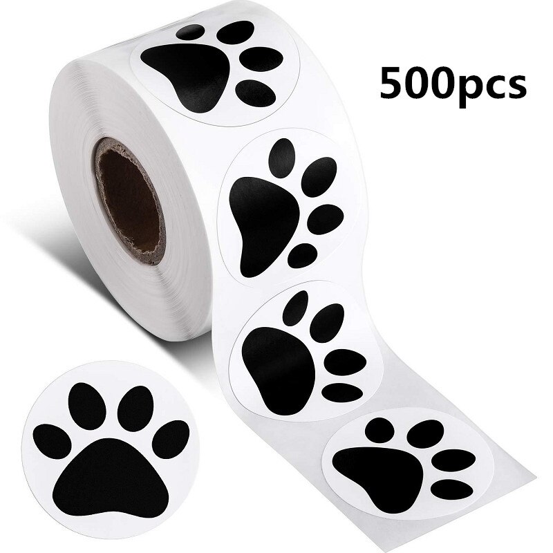 1 Inch 500Pcs Zwarte Poot Stickers Hond Kat Beer Poten Etiketten Sticker Voor Laptop Beloning Sticker Briefpapier Leraar voor Student