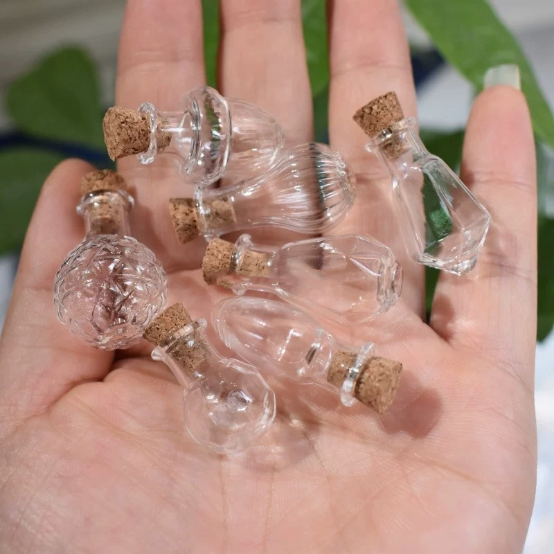 1/2/3 butelki szklane o różnych kształtach, małe butelki z korkami, z życzeniami uzdrawiania, szczęśliwego dryfowania, puste, małe słoiczki, dekoracja