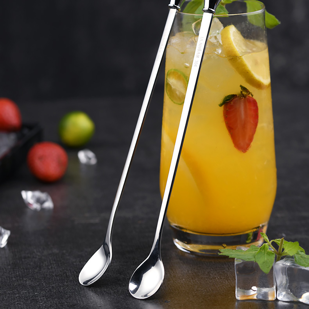 Diamant coloré réutilisable en acier inoxydable en métal paille cocktail cuillère à remuer longue poignée cuillère barre lait café outil d'agitation