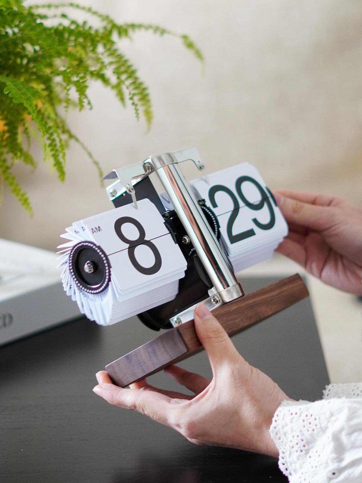 Reloj Digital con tapa Vintage, reloj de mesa con página abatible automática mecánica, reloj Digital con tapa para oficina, de decoración para el hogar