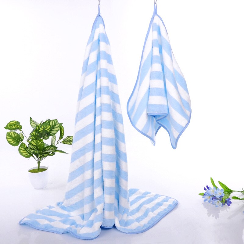 Stripe Towels Super Absorbent Soft Face Bath Towel Summer Bathroom Towels for Adults Absorbent Healthy toalla: Blue / 35x75cm