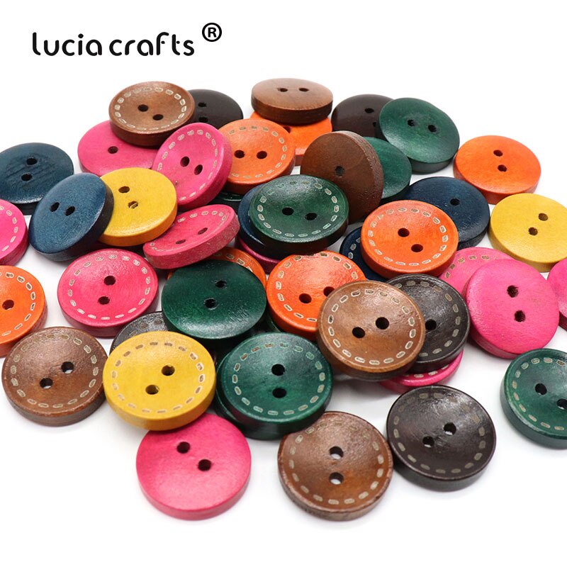 Lucia crafts 20mm Wooden Button 2-Holes Round Shape Sewing Buttons For Garment Apparel DIY Scrapbooking Accessories E0107