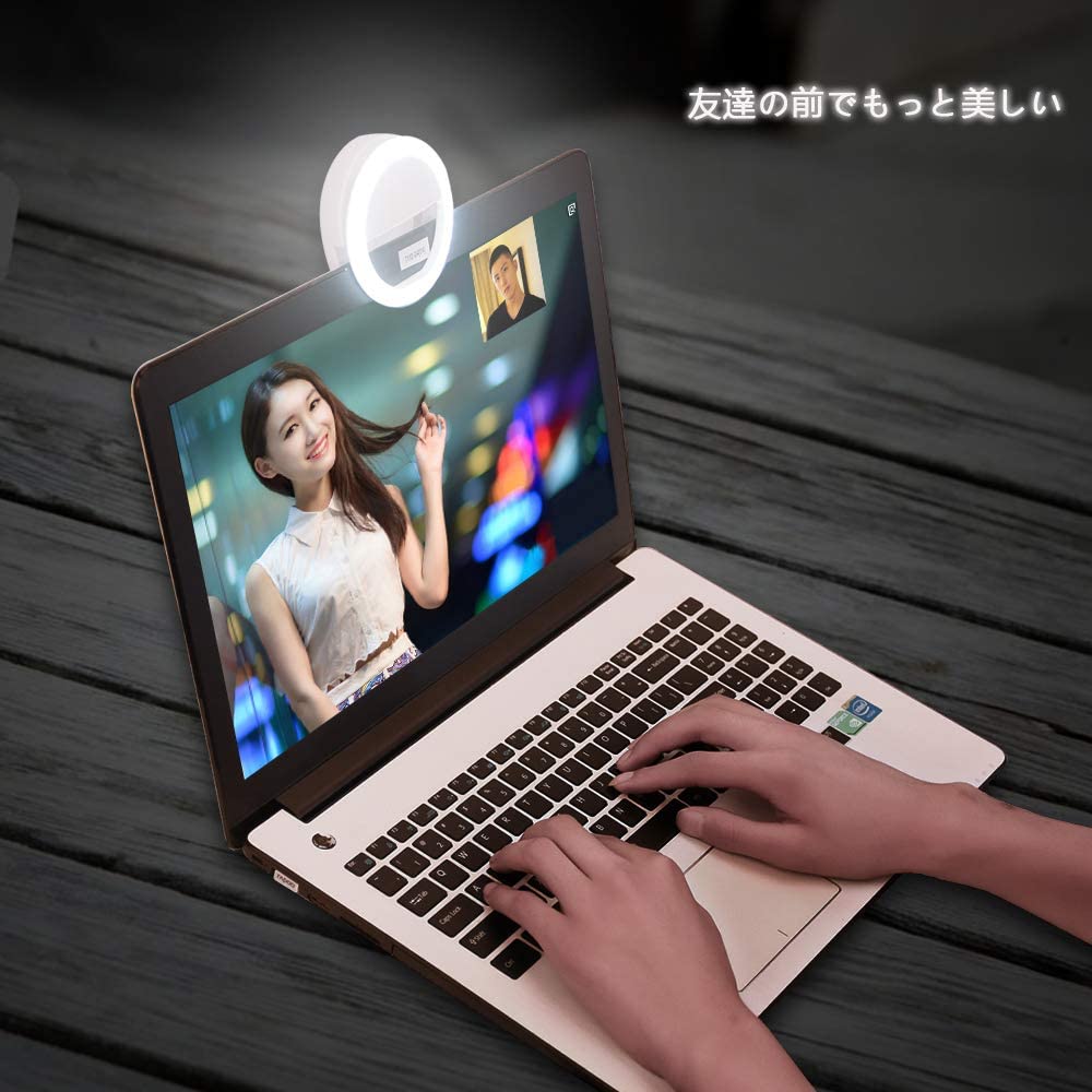 Selfie Ring Light for iPhone, Clip On Selfie Light with 3-Level Brightness for Phone/Camera & Phone Makeup