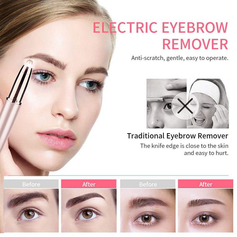 Elektrisk øjenbrynstrimmer kvinder mini øjenbrynshaver øjeblikkelig smertefri ansigtsbryn hårfjerner epilator bærbare barbermaskiner