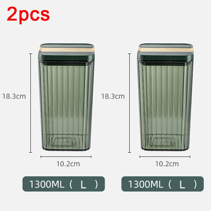 Airtight Food Storage Containers 4 Different Capacity,Kitchen Pantry Organization Containers, Plastic Canister for Flour, Sugar: 1300ML 2pcs