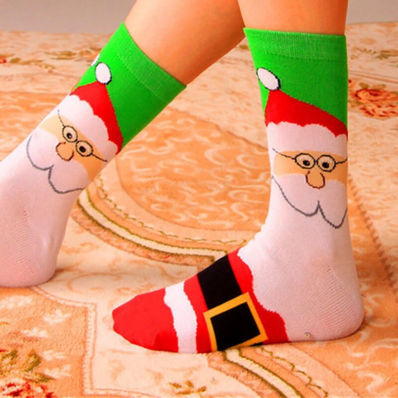 Christmas Socks Cotton Knit Crew Socks For Girls Novelty Christmas