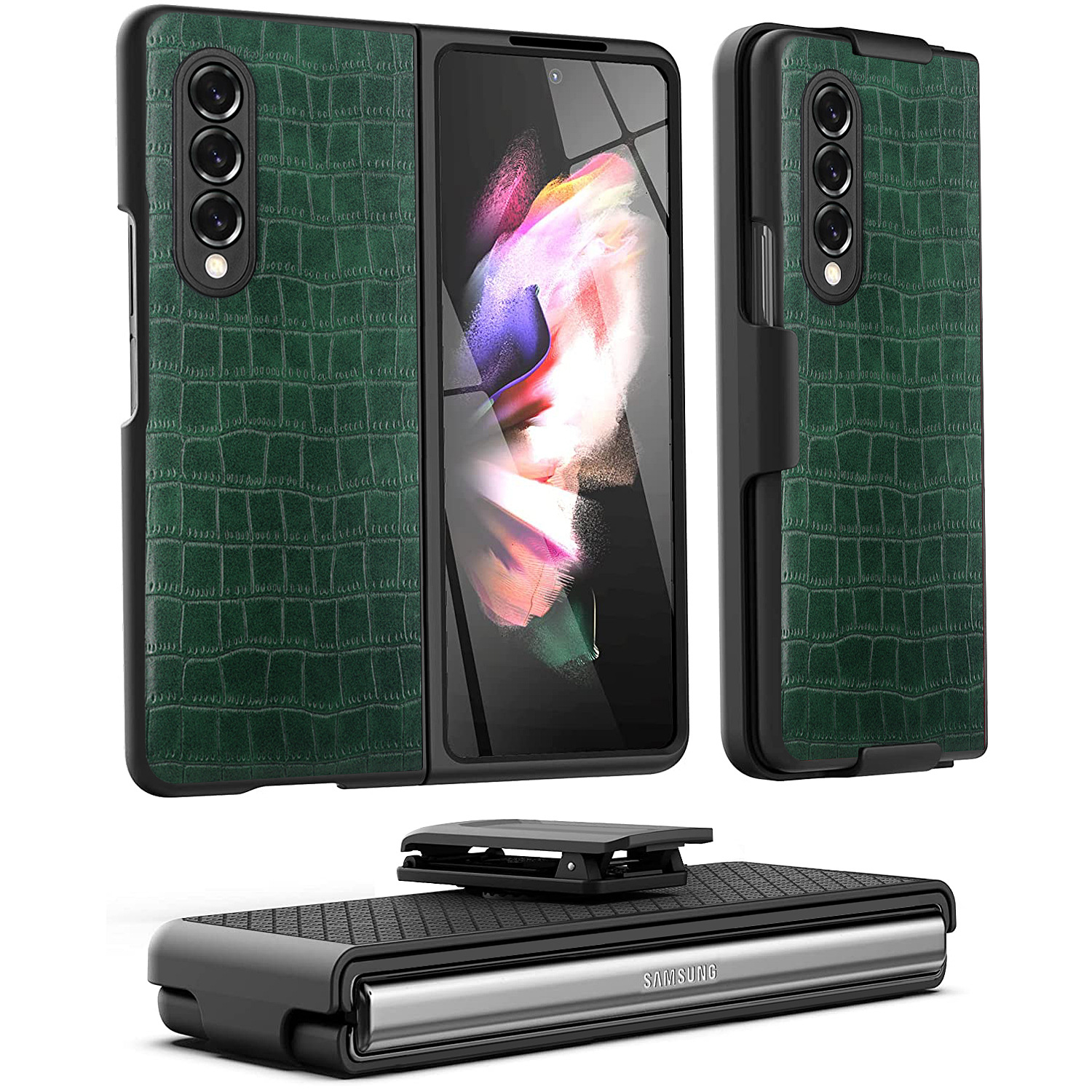 Custodia DuraClip per Samsung Galaxy Z Fold 3 custodie con Clip da cintura Cover anteriore/posteriore sottile con fondina per Galaxy Z Fold 3 Funda: A