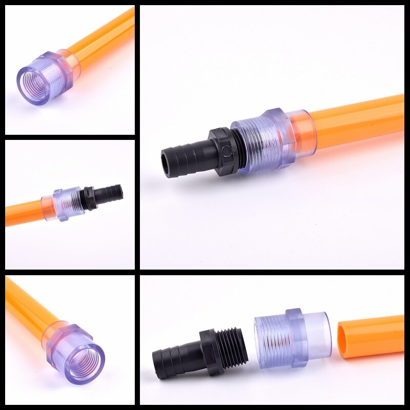 1pc UPVC Pipe Transparent 1/2"To 2" Female Thread Connectors Watering Tube Adapter Fittings Aquarium Fish Tank Socket Joints