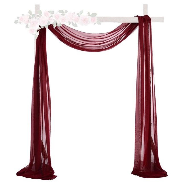 20Ft Wedding Arch Draping Fabric Chiffon Fabric Drapery Wedding Ceremony Reception Swag Decorations Birthday Party Decor: Elegant Burgunday