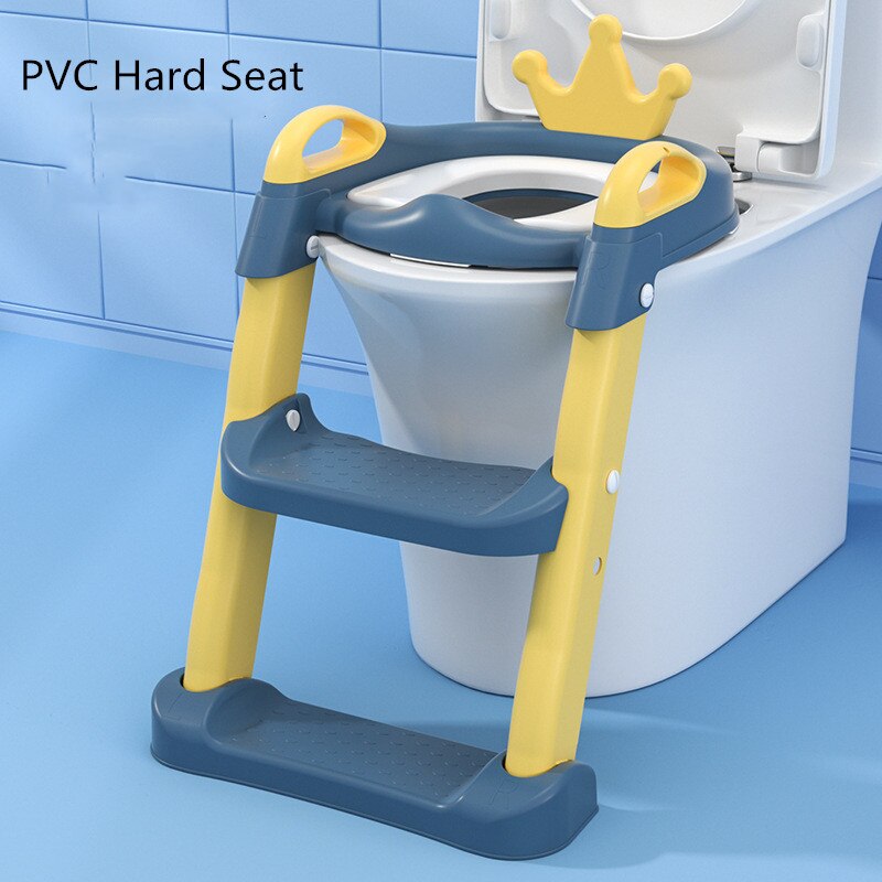 1-10 Years Baby Crown Potty Adjustable Step Stool Ladder Pot Training Chair Toilet Seat Children's Urinal Backrest For Toddlers: PVC Blue Yellow